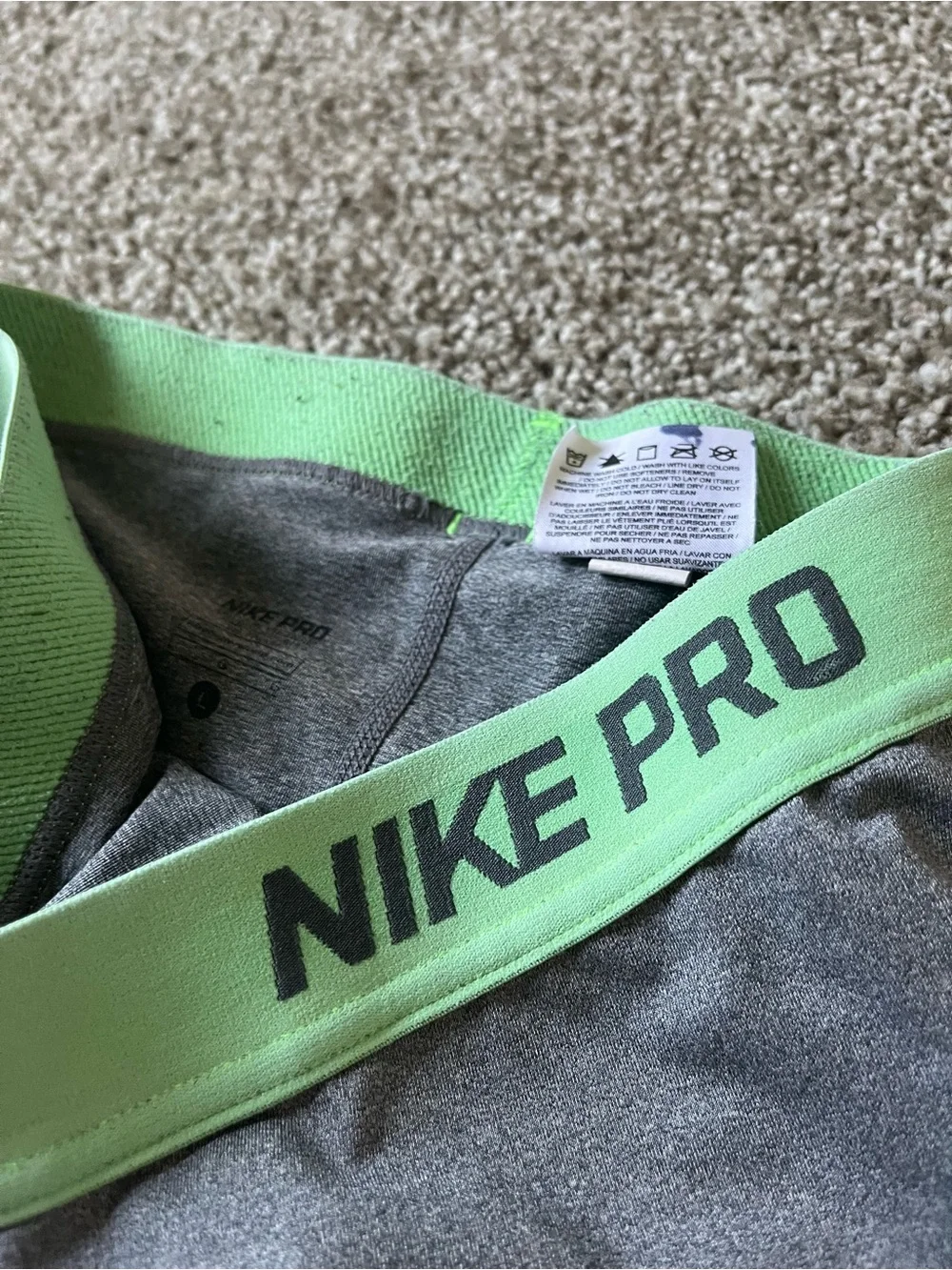 Nike Pro Women’s Large Gray & Mint Green Athletic Compression Shorts